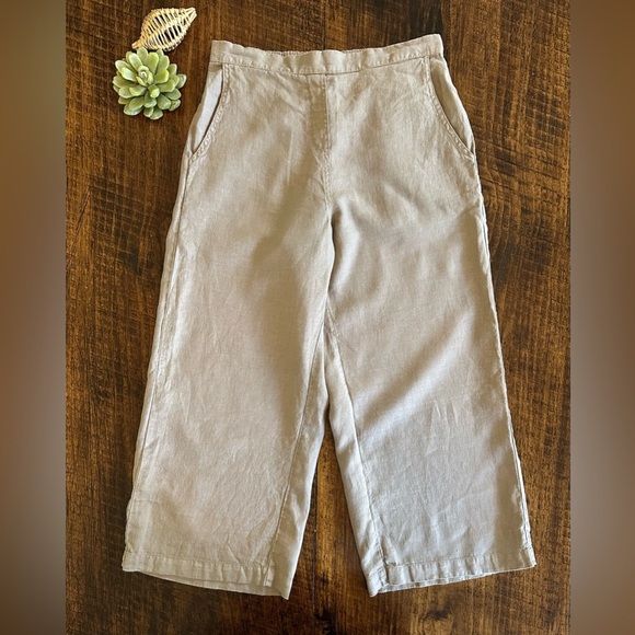 Fresh Laundry | Wide Leg Cropped Linen Pants, Desert - Picture 2 of 10